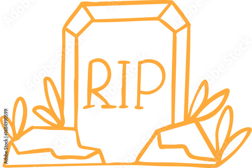 Halloween Tombstone Outline Doodle