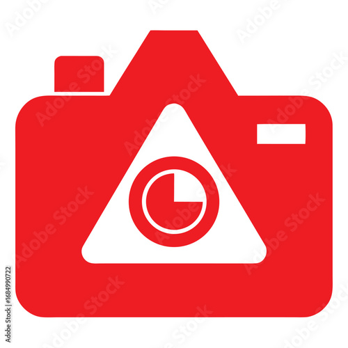 Red camera icon with timer symbol