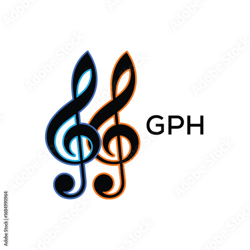 GPH Music Company logo. GPH Creative Treble Clef Icon and business. GPH best icon Entertainment Branding.
