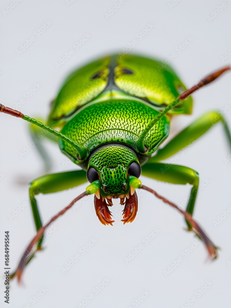 Fototapeta premium Green June Beetle Closeup Studio Shot