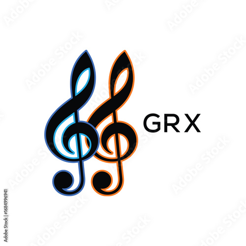 GRX Music Company logo. GRX Creative Treble Clef Icon and business. GRX best icon Entertainment Branding.
