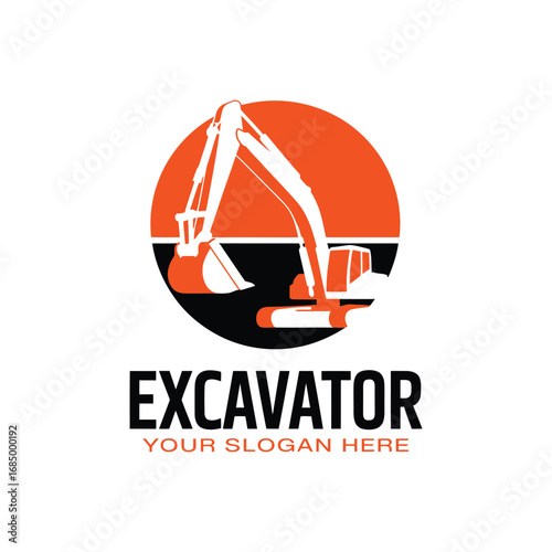 Excavator Logo Design Vector 