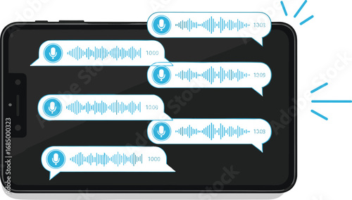 Smartphone displaying multiple voice message notifications, illustrating modern digital communication