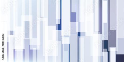 Abstract vector background with vertical gradient rectangles, thick lines in soft white, grey and blue tones. Modern geometric design for digital, decorative and creative use. Vector design template.