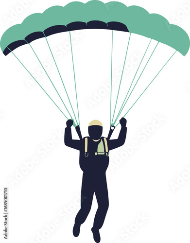 Vector isolated illustration of a parachutist. Parachuting.