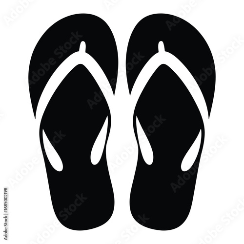 Flip Flops Silhouette, Vector, Illustration, Outline, Line Art, Icon, White Background.