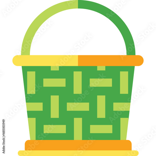 Garden Basket Vector Flat Illustration