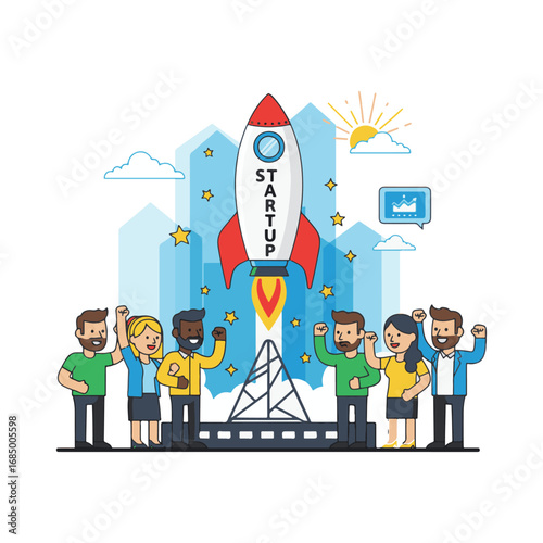 startup marketing vector illustration design 