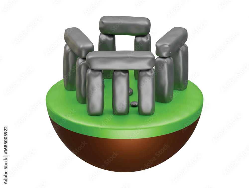 Fototapeta premium Stonehenge icon 3d illustration render