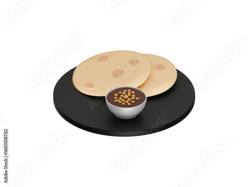Chole Bhature icon 3d illustration render