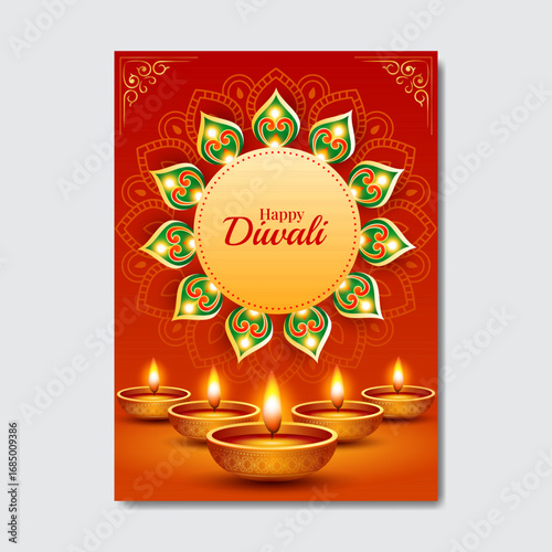 Happy Diwali indian fetival of lights celebration Indian Traditional card background. Diwali celebration vector illustration design
