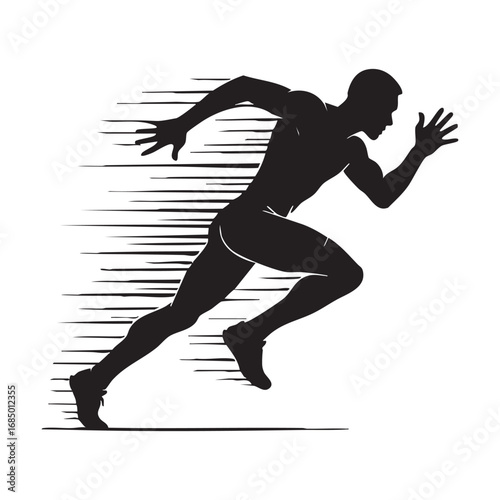 silhouette of a men running vector.