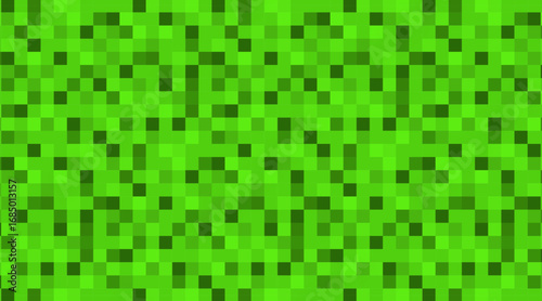 Seamless pixel grass pattern in retro game style. Digital squared green block texture perfect for pixel art design, video game backgrounds, creative decoration, and digital projects.