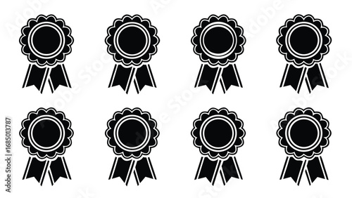 Black rosette ribbons award icons badge medal