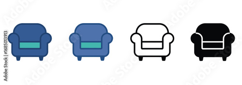 WebStylish armchair icons in various modern styles, perfect for interior design, furniture, and decor projects