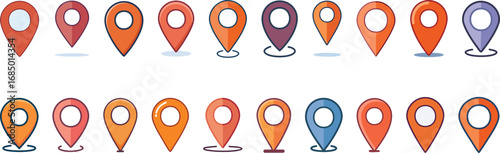 Free Download Location web icon set: Map Pin Icon Set flat vector Design - GFXLoad