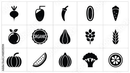 Diverse Produce Icons beet pepper