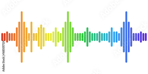 LGBT. Sound Wave. Vector illustration of rainbow Sound Wave template design isolated transparent background. Perfect for web and social media Pride Month Podcast radio blog design. EPS 10