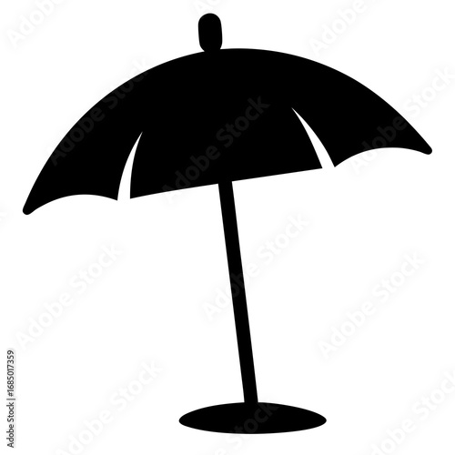 Black beach umbrella icon vector