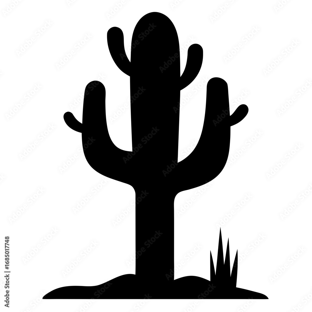 Fototapeta premium Black silhouette of a cactus vector