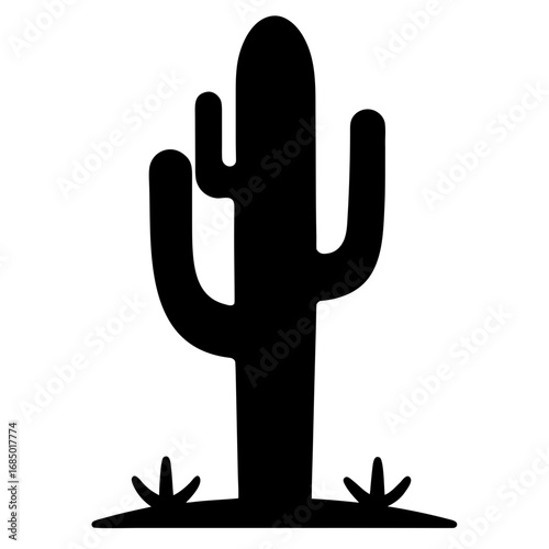 Black silhouette cactus icon vector