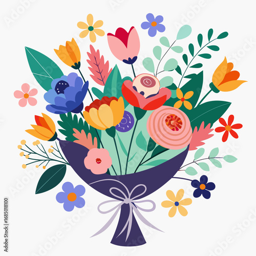 Colorful bouquet of flowers vector