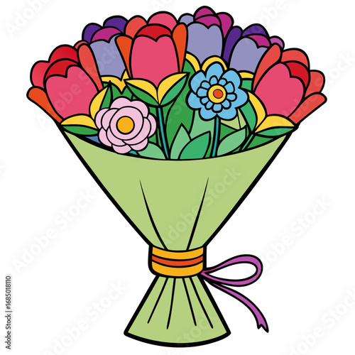 Bouquet of colorful flowers vector