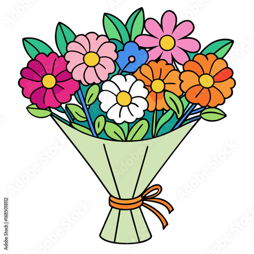 Bouquet of colorful flowers vector
