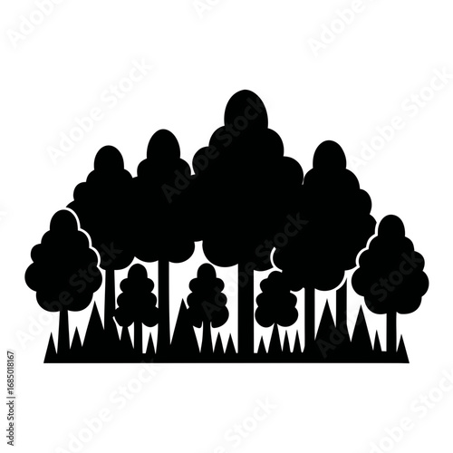 Set of black tree silhouettes vector