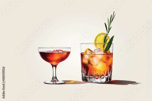 Godfather cocktail with lemon twist garnish