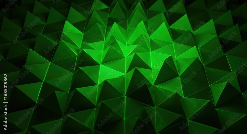 Obraz premium Abstract Geometric Pattern of Deep Green Triangles