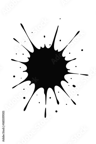 Black ink splatter stain isolated vector blot splash spot grunge paint design