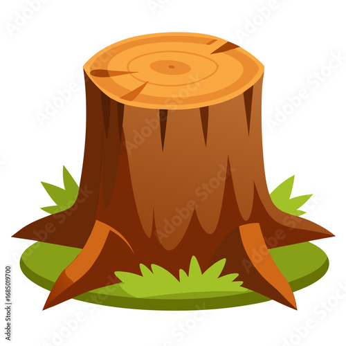 Isolated tree stump vector illustration or tree stump concept illustration