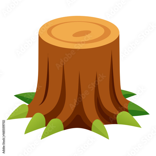 Isolated tree stump vector illustration or tree stump concept illustration