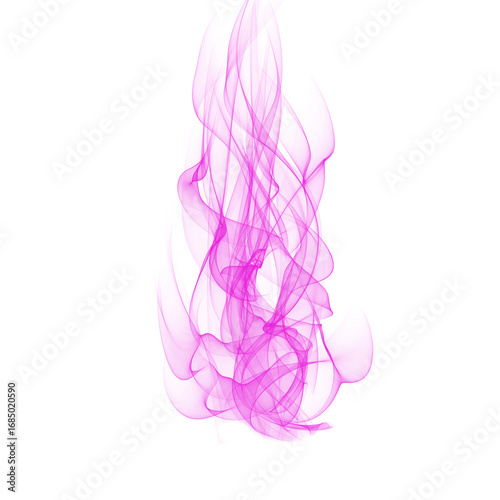 Abstract pink smoke flame effect with soft flowing wisps on white background. Bright glowing design perfect for modern art, overlays, and digital projects. Elegant fantasy smoke illustration.