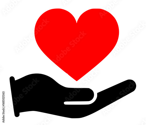 red heart held by a hand