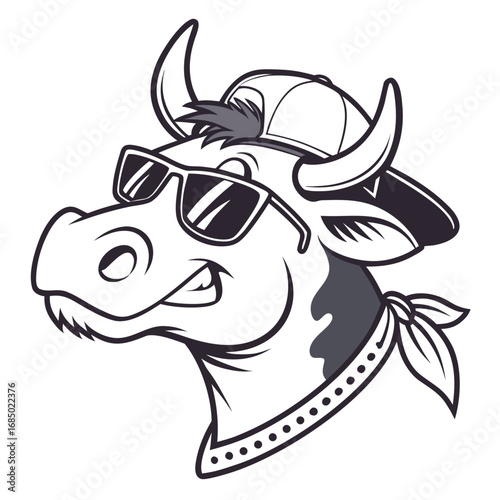 Cartoon Bull with Cool Sunglasses