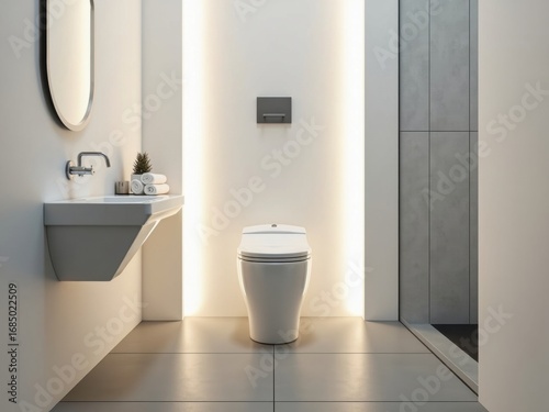 Interior de baño minimalista con inodoro