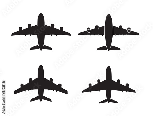 Modern Airplane Silhouette Vector Icons with Clean Look  