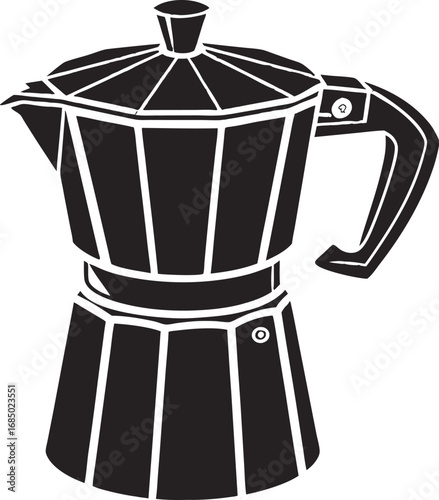 Solid Icon of Moka Pot Flat Vector Black Transparent