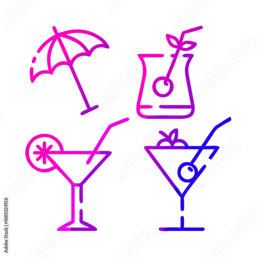 set of different cocktails