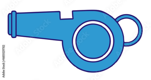 Hear the clear signal of a blue sports referee whistle ready to call a foul or start the game action