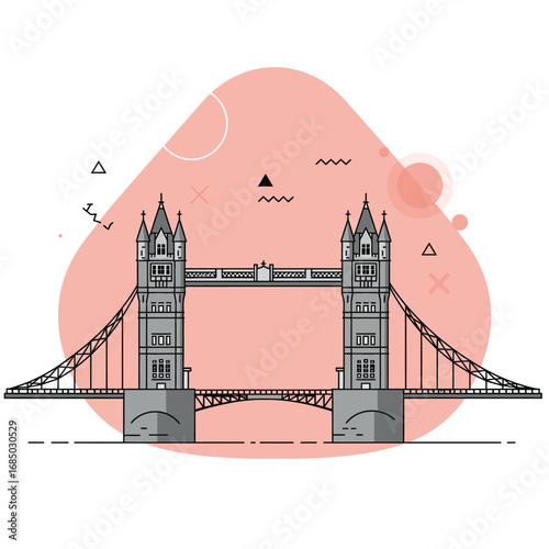 Iconic London Bridge A Minimalist Line Art Illustration