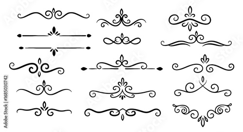 Ornamental borders flourish dividers swirls calligraphy decor vector graphic design illustration art ornate flourish flourish flourish