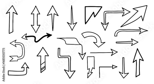 Arrow set drawing sketch direction vector graphic design illustration art pointer navigation sign symbol outline shape doodle handmade