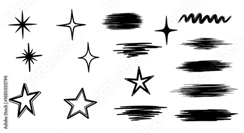 Stars doodles sketch scribble hand drawn marker pencil graphic design illustration art shape shine sparkle light element