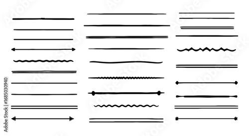 Line divider set vector decorative border graphic design hand drawn handmade element underline ornament separator rule artistic stroke