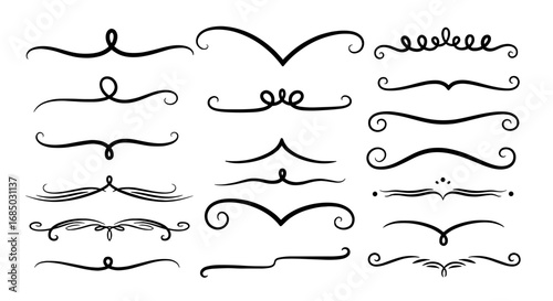 Ornament divider flourish calligraphy swirls decorative borders line elements vector graphic design illustration set