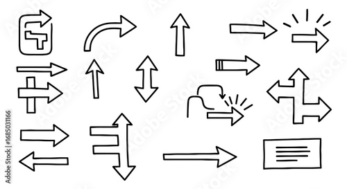 Arrow doodle sketch handmade vector graphic design illustration art pointer direction cursor shape line drawing outline icon sign