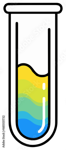 Discover amazing scientific breakthroughs with colorful layered liquids in a clear test tube, a symbol of discovery